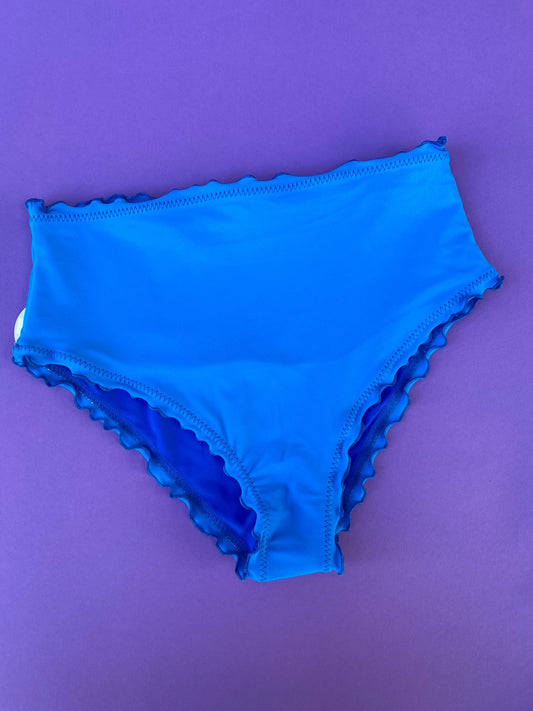Sherris: Ruffle High-Waisted Bikini Bottom - Electric Blue