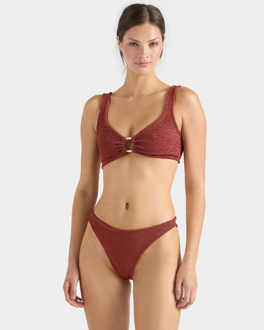Hunza G: Julia Gold Ring Bikini Set - Metallic Rosewood