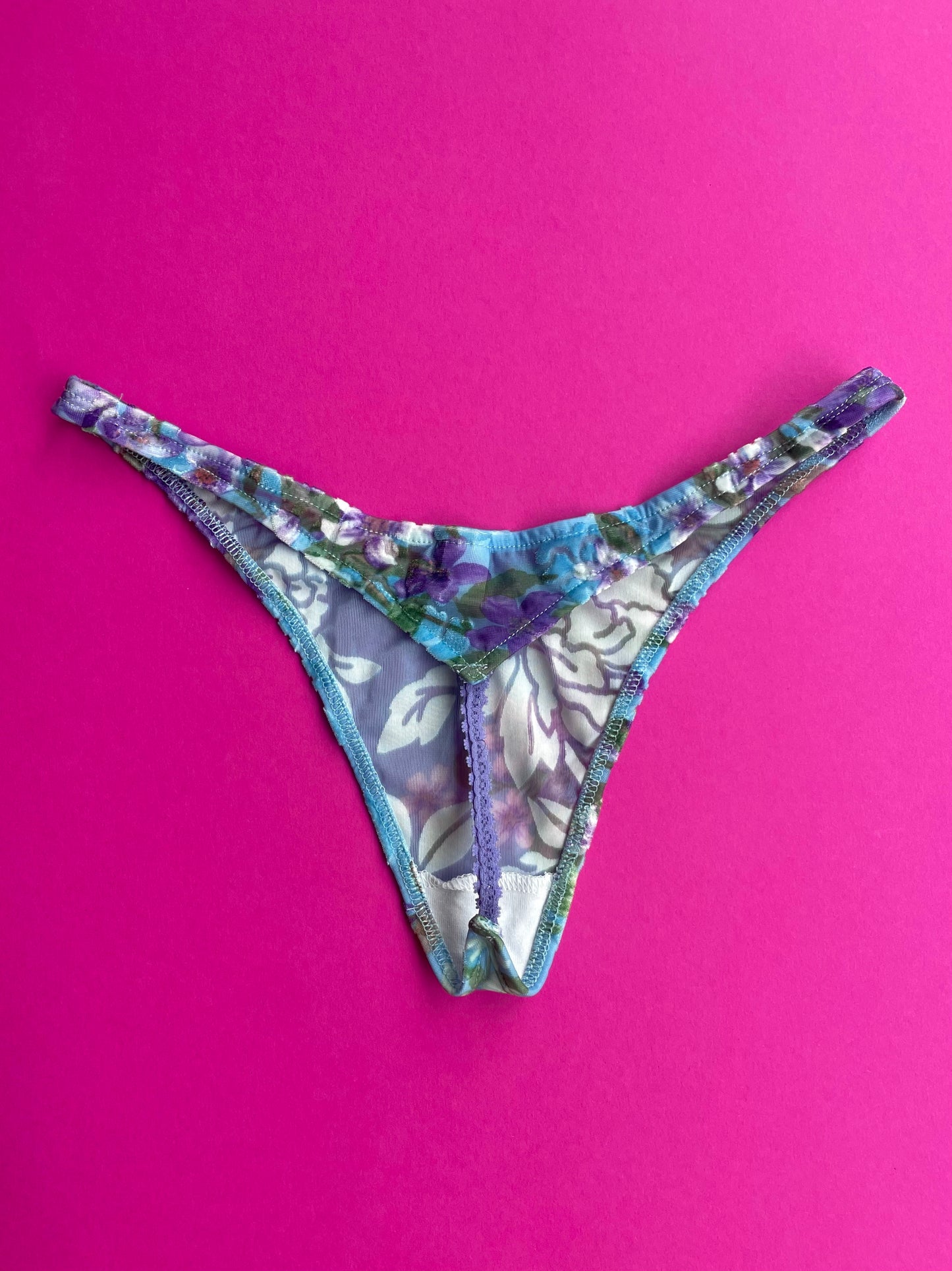 Only Hearts: Lavender Bouquet Vintage Thong - Summer Sky