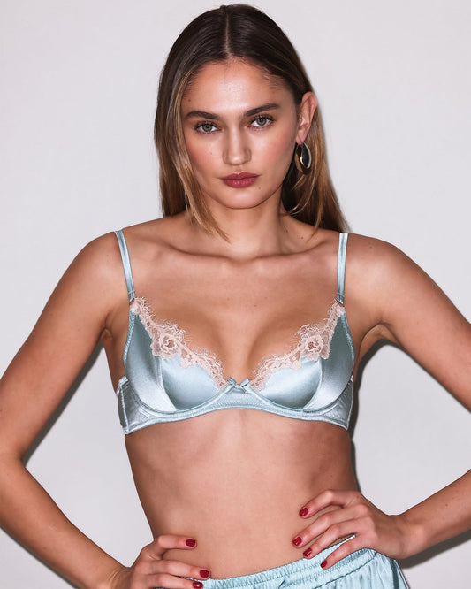 Fleur du Mal: Juliet Lace Demi Underwire Bra - Frosted Mint