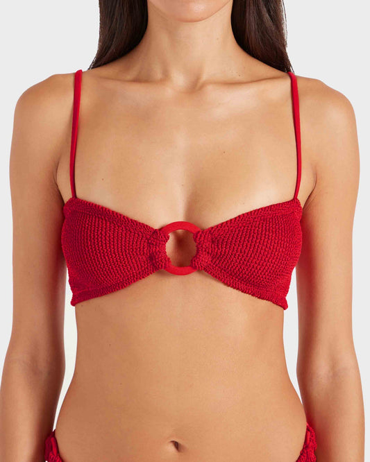 Hunza G: Misty Fabric Covered Hoops Bikini Set - Red