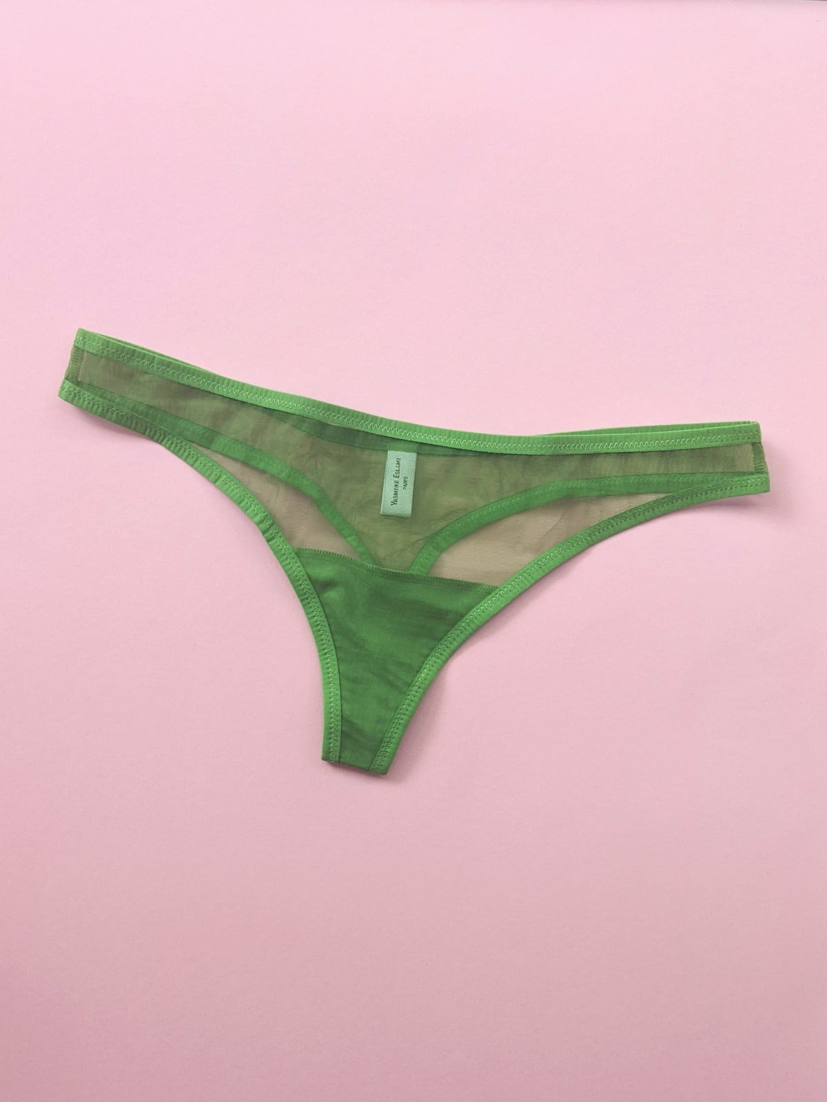 Yasmine Eslami: Jeanne Basic Mesh Thong - Lichen