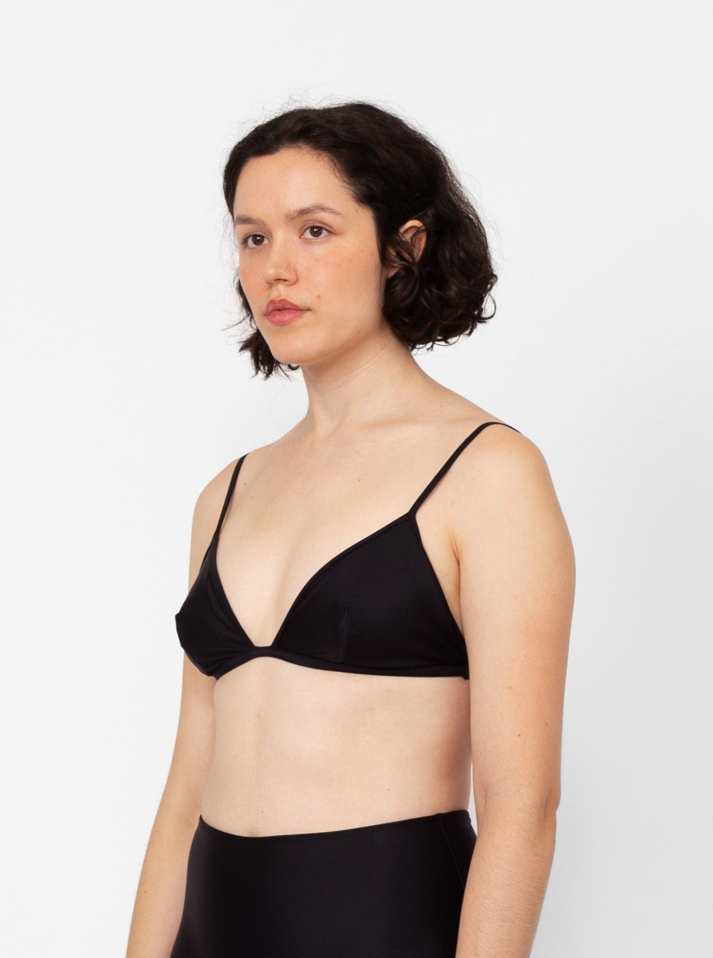 Nu Swim: Yes Fixed Triangle Bikini Top - Black