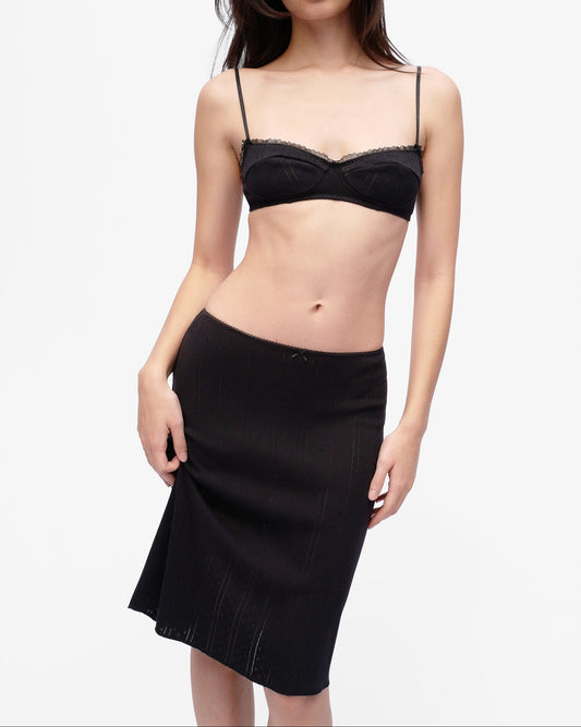 Cou Cou Intimates: The Midi Slip Skirt - Black