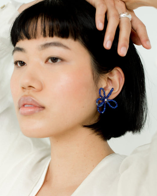Kara Yoo: Bloom Medium Earrings - Lapis