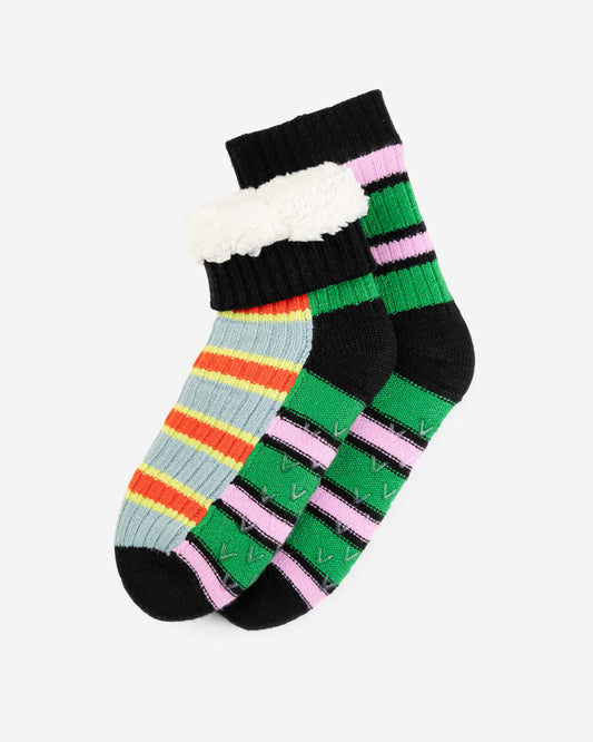 Verloop: Zipper Stripe House Socks - Poppy Stone Blue