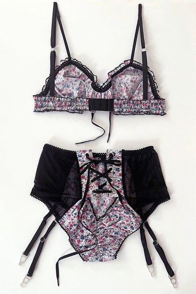 Clare Bare: Cardamine Brief with Garters - Ditsy Floral