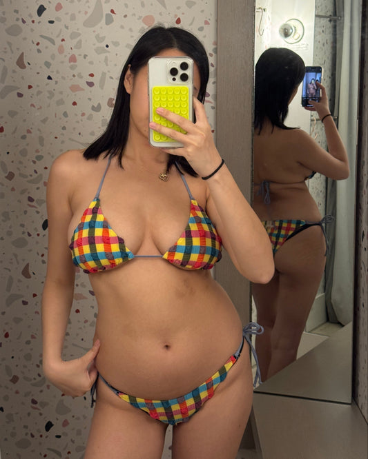 Caro Luna: Elsa Seersucker Bikini Bottom - Rainbow