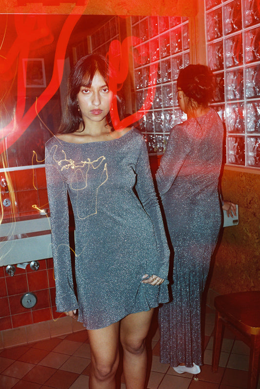 Gil Rodriguez: Shimmer Knit Electra Dress - Espresso