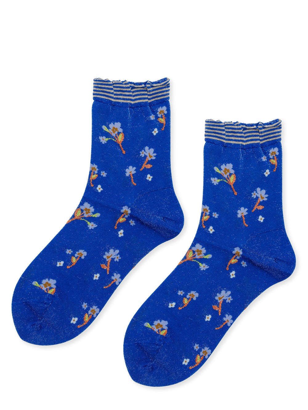 Hansel From Basel: Lumiesta Floral Short Crew Sock - Cobalt