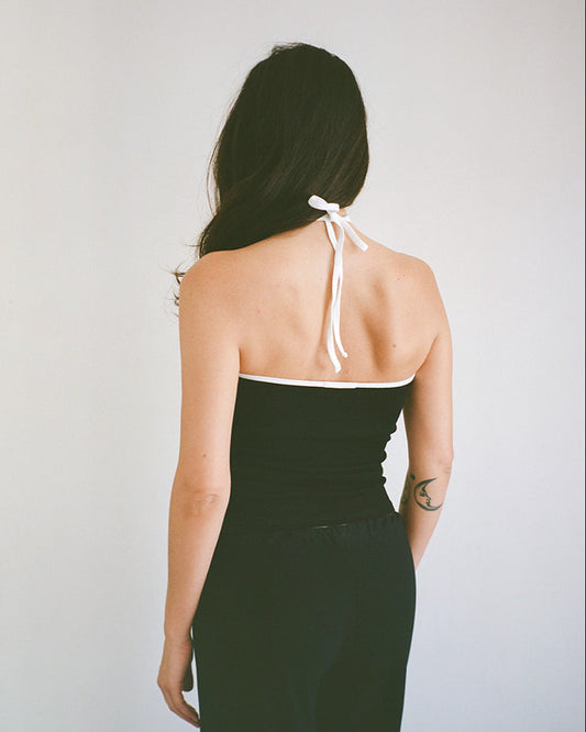 Gil Rodriguez: Julia Contrast Halter Top - Black