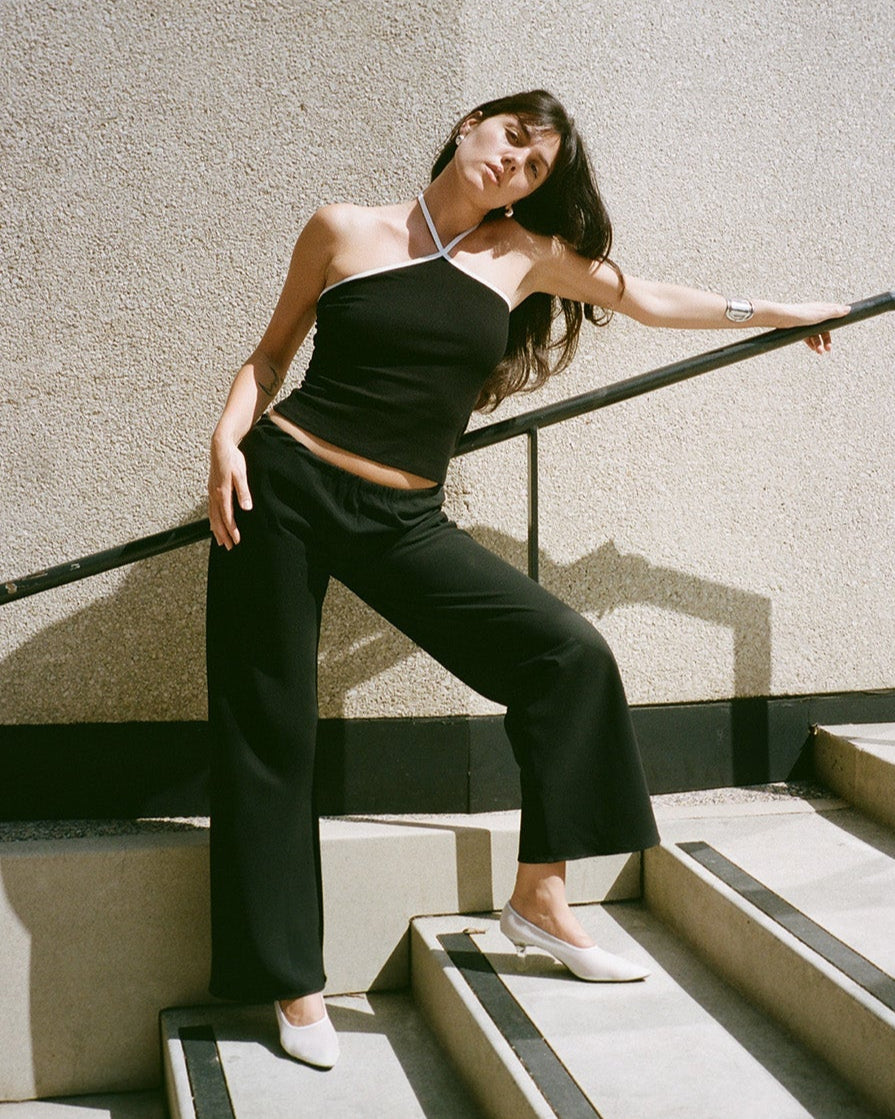 Gil Rodriguez: Julia Contrast Halter Top - Black
