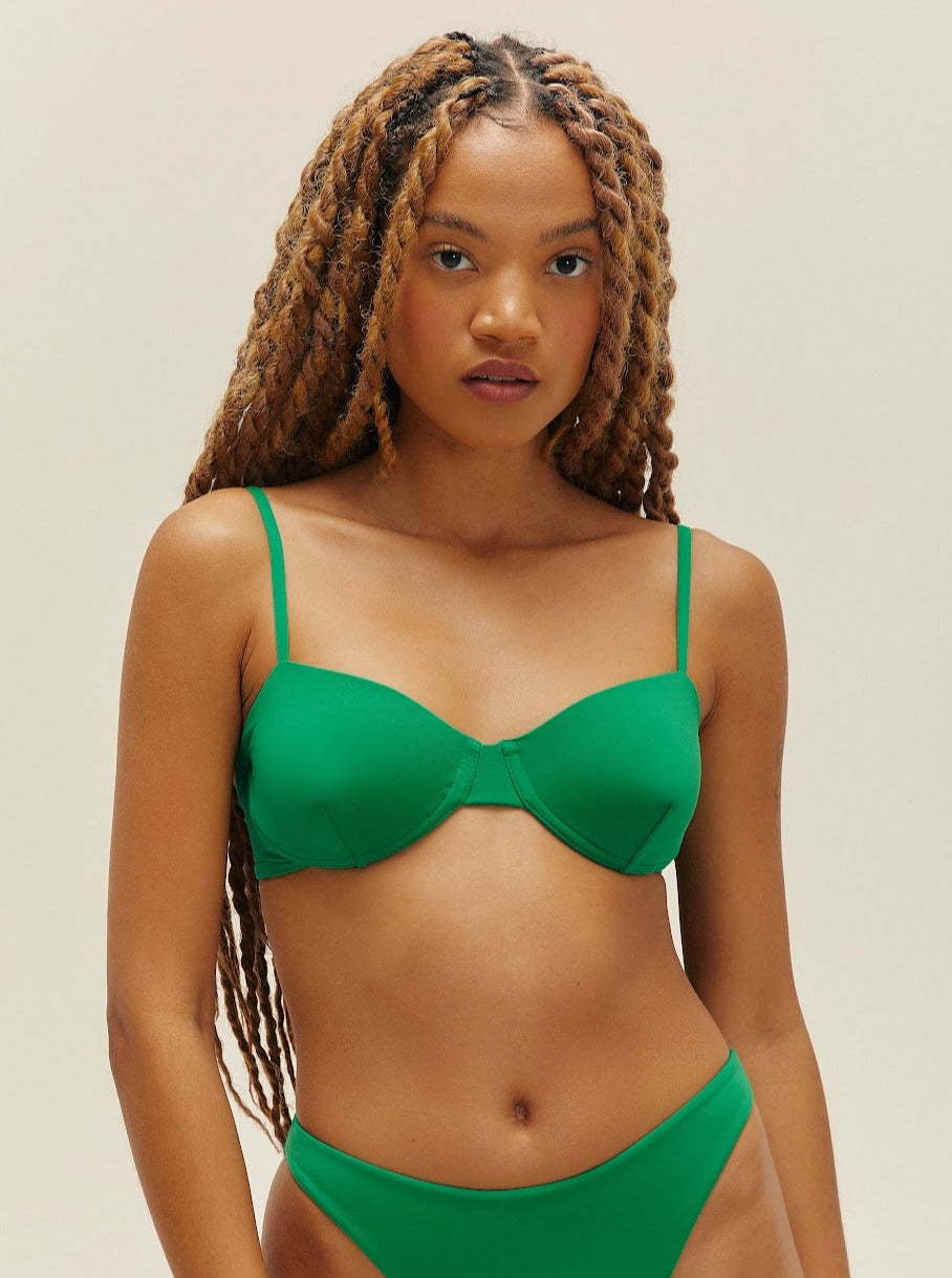 Lidi Underwire Bikini Top with Adjustable Back - Digital Green