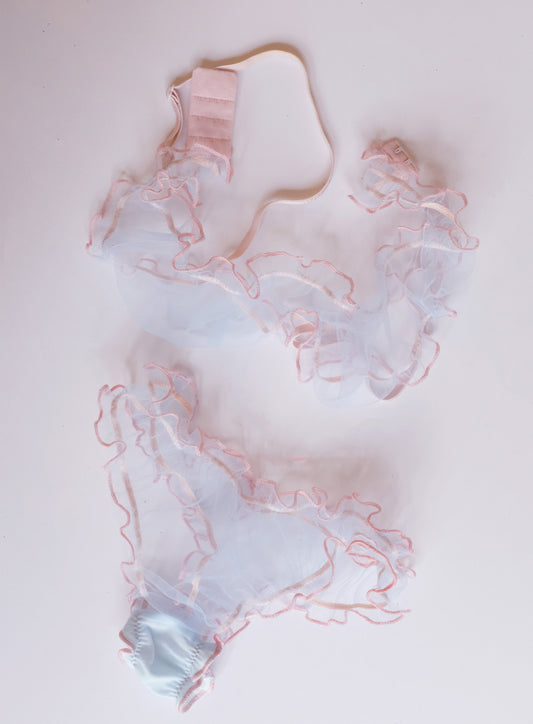 Miss Crofton: She's A Peach Mesh Tanga - Baby Blue