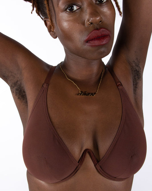 La Fille d'O: Fast Girls Mono Wire V Bra - Chocolate