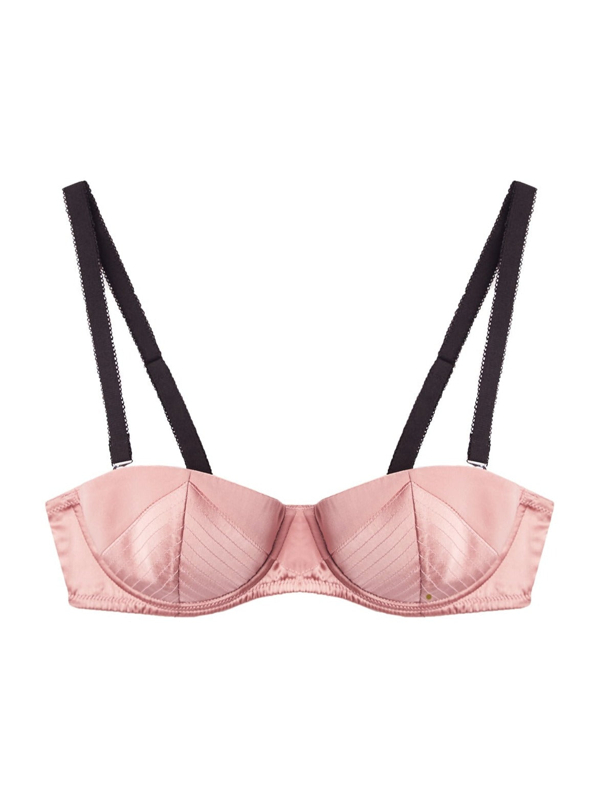 Fleur du Mal: Satin Top Stitch Underwire Bra - Rose