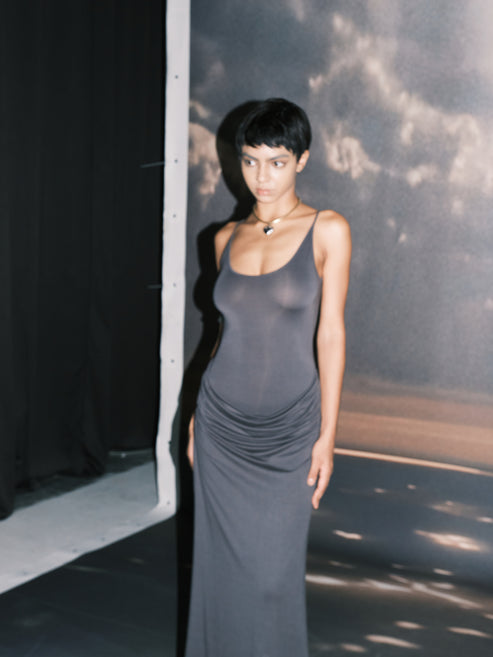 Woodrose Deli: Full Moon Maxi Dress - Charcoal