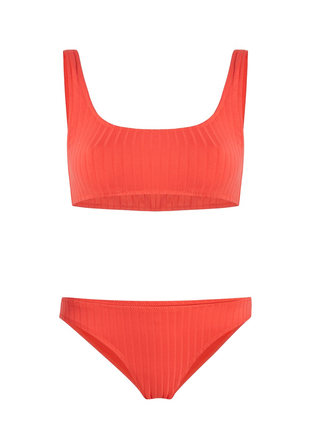 Solid & Striped: Elle Bikini Bottom - Hot Coral Ribbed