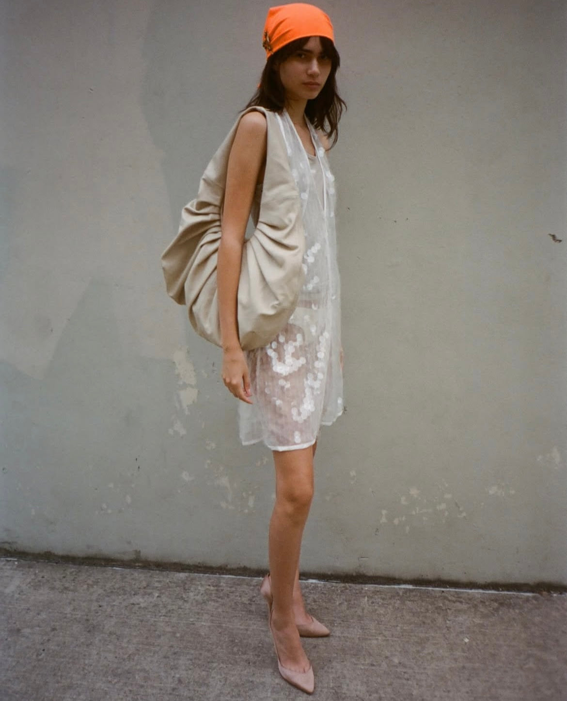 Belle Anna: Miu Leather Bag - Cream