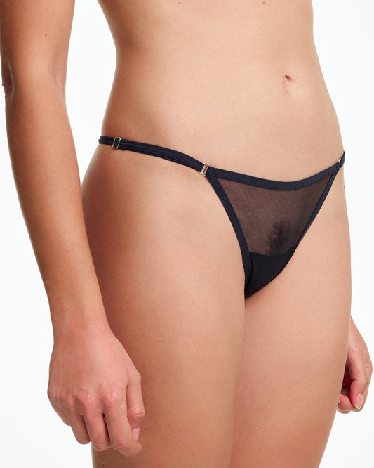 Yasmine Eslami: Jeanne Mesh Mini Thong - Black