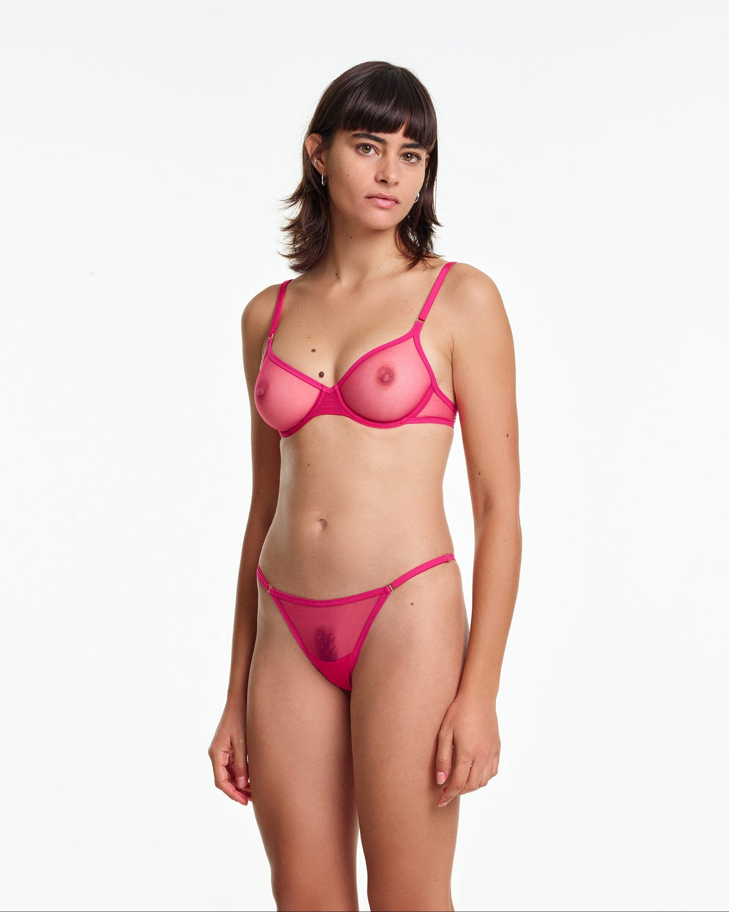 Yasmine Eslami: Jeanne Mesh Mini Thong - Indian Pink