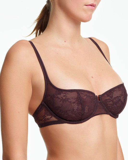 Yasmine Eslami: Louise Lace Balcony Bra - Ristretto