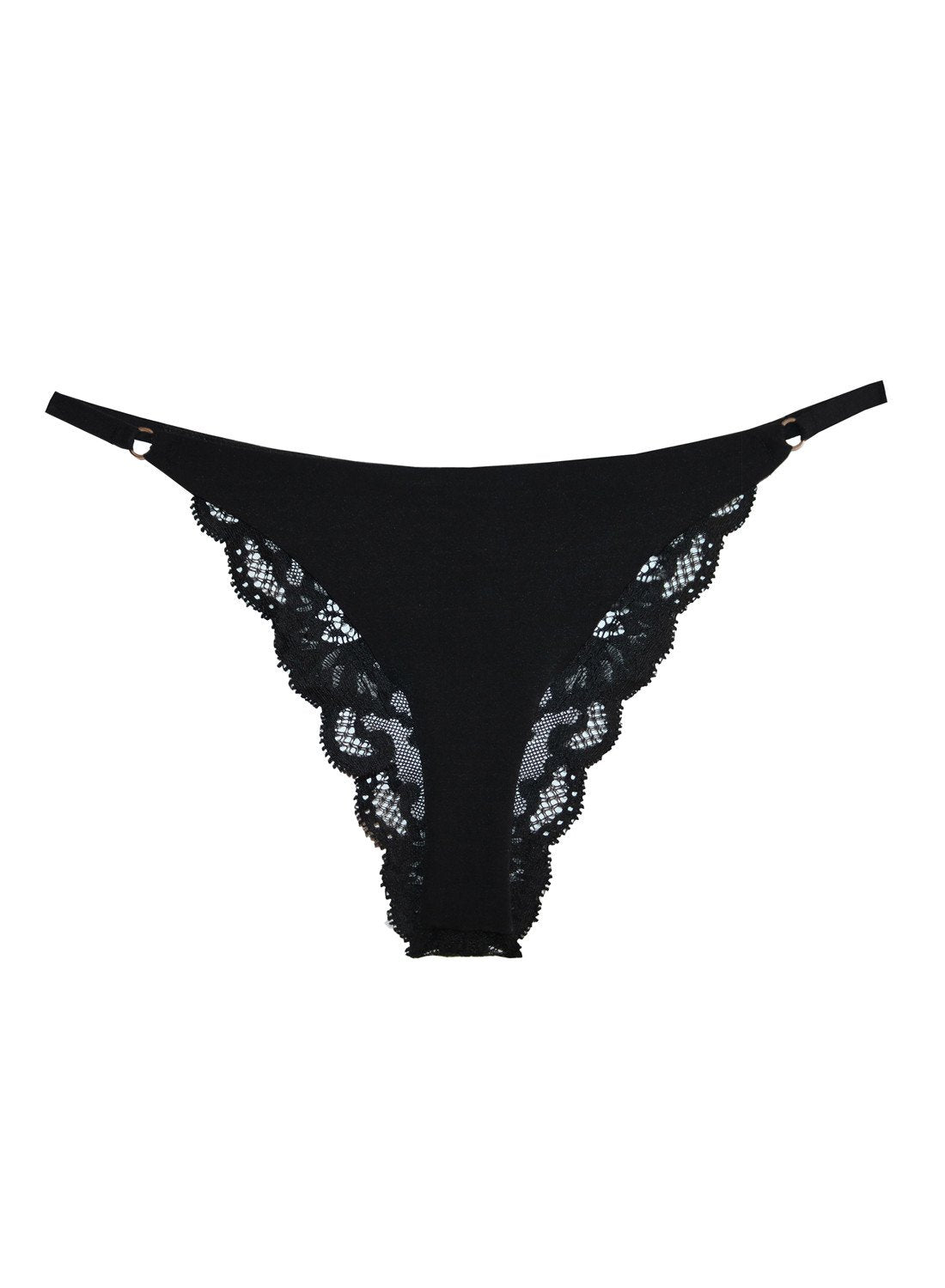 Fleur du Mal: Charlotte Lace Seamless String Panty - Black