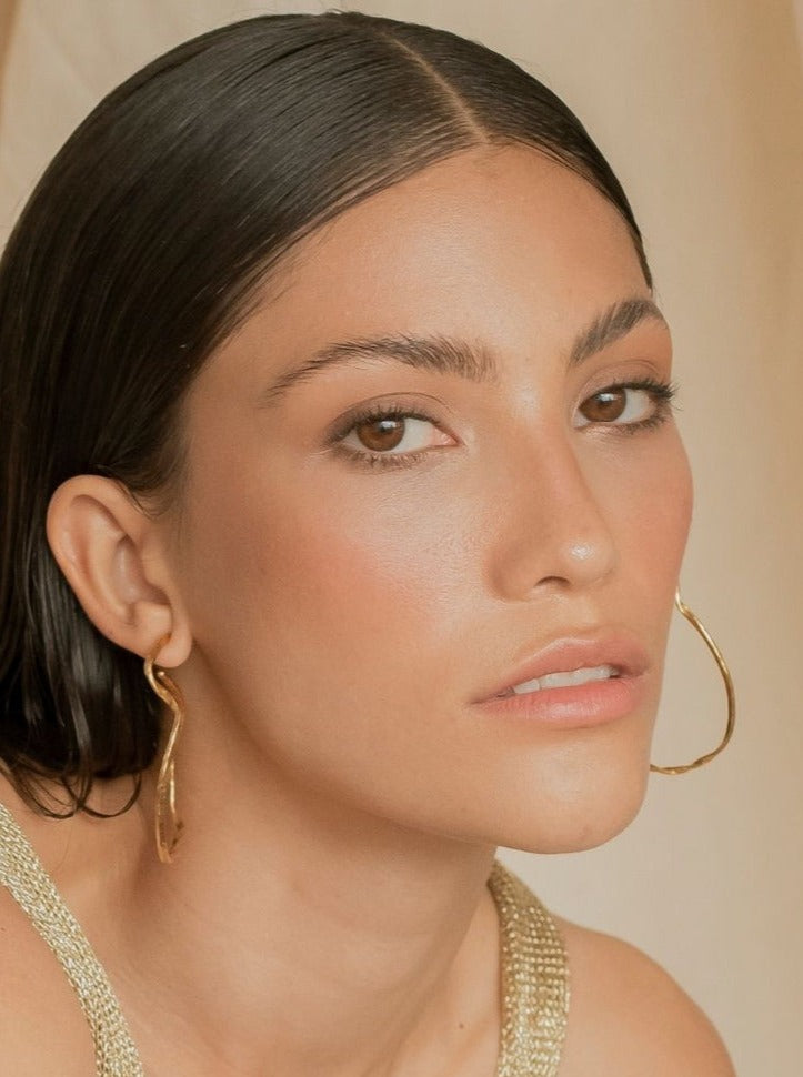 Luisa Lopez: Greta Hammered Hoop Earrings - Gold