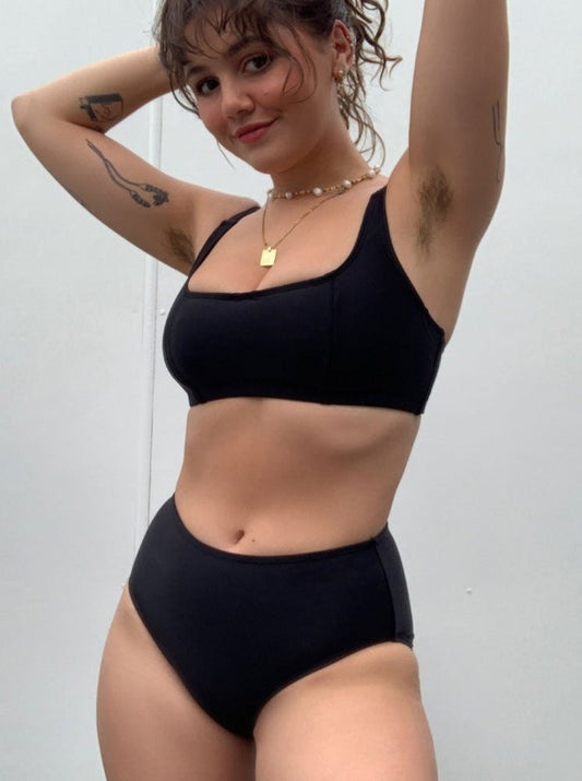 RAQ: High-Waisted Full Bikini Bottom - Black