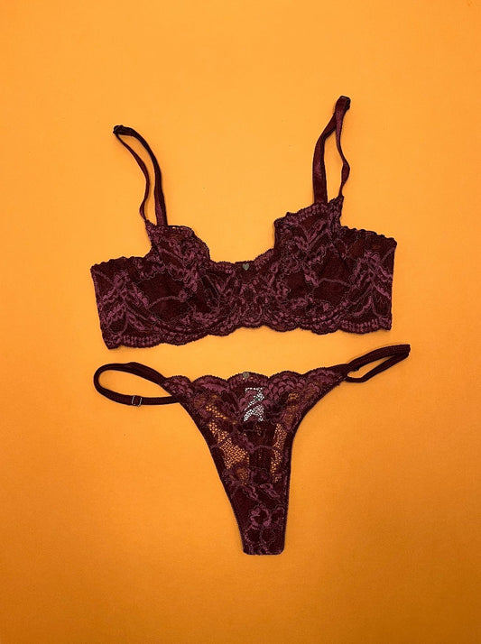 Clo: Fortuna Lace Demi Underwire Bra - Wine