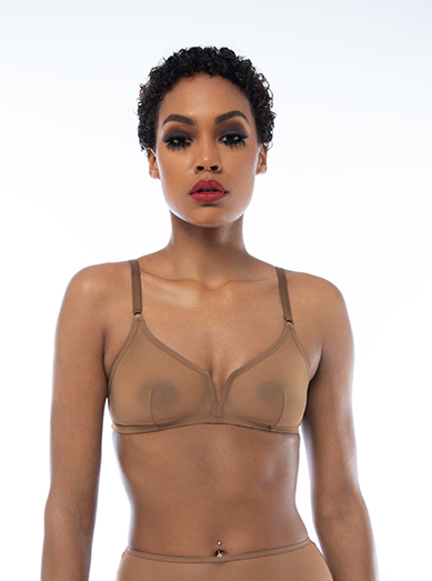 Ownbrown: Plunge V Wire Mesh Bra - Amani