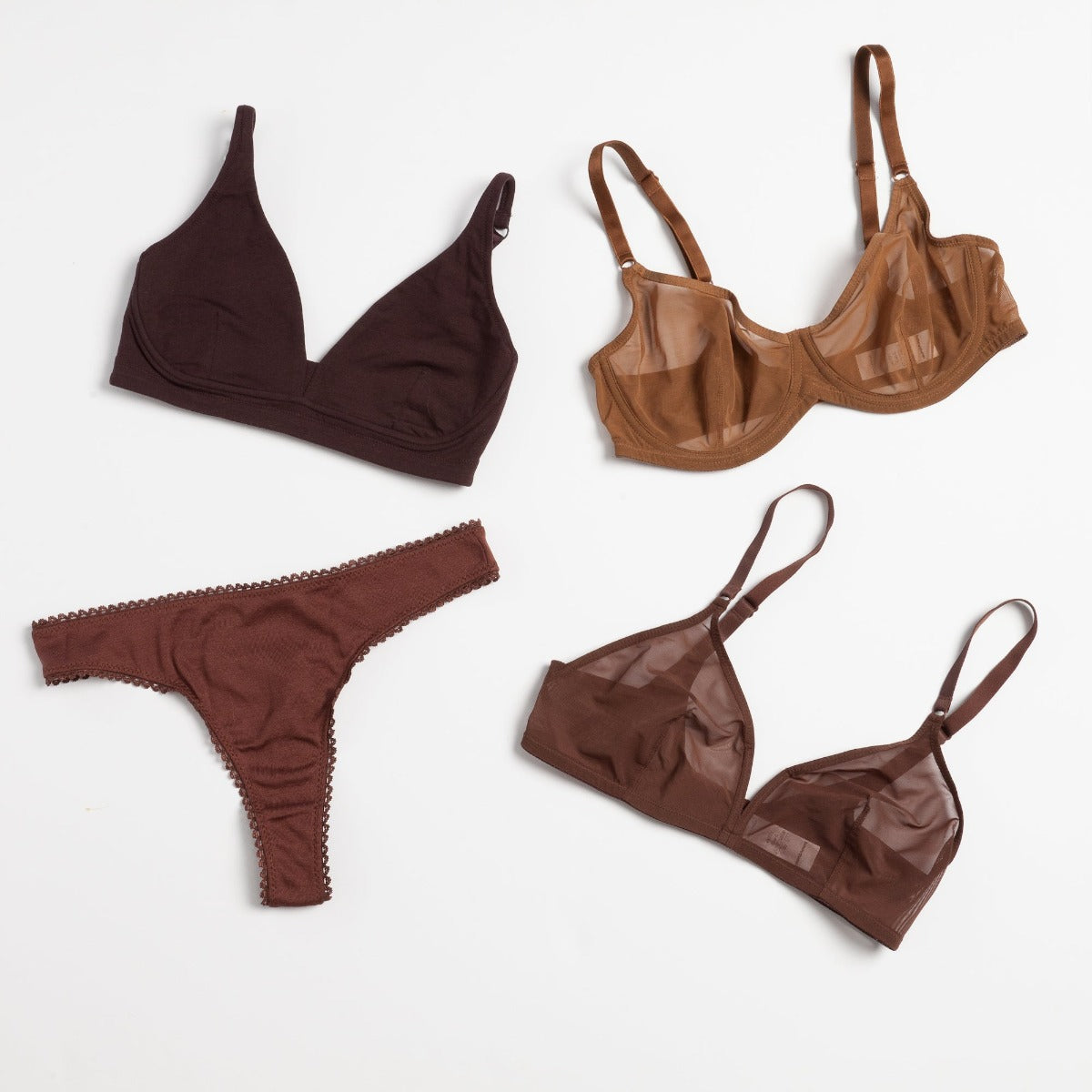 Ownbrown: Plunge V Wire Mesh Bra - Yemoya