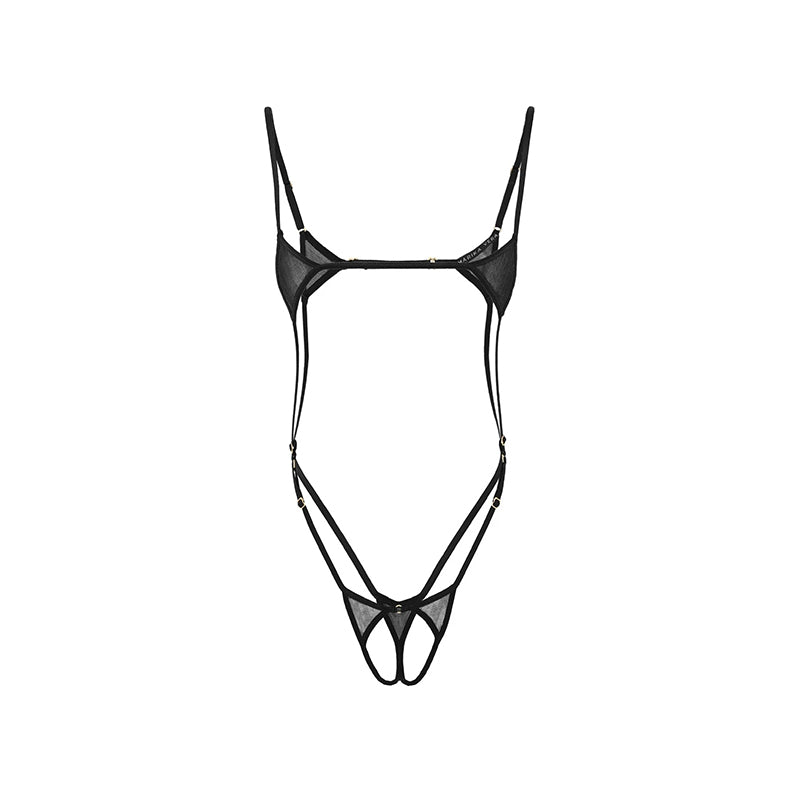 Marika Vera: 80's Moore Ouvert Cage Bodysuit - Black