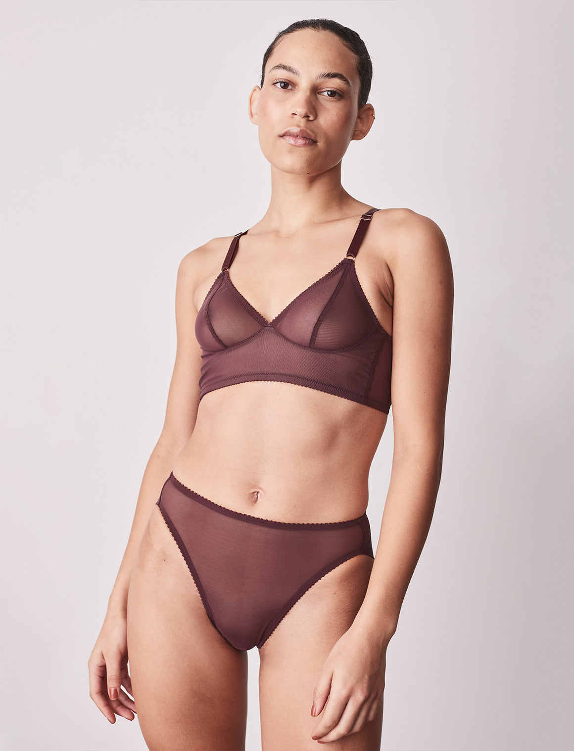 Fortnight: Meshie High-Waisted Brief - Burgundy