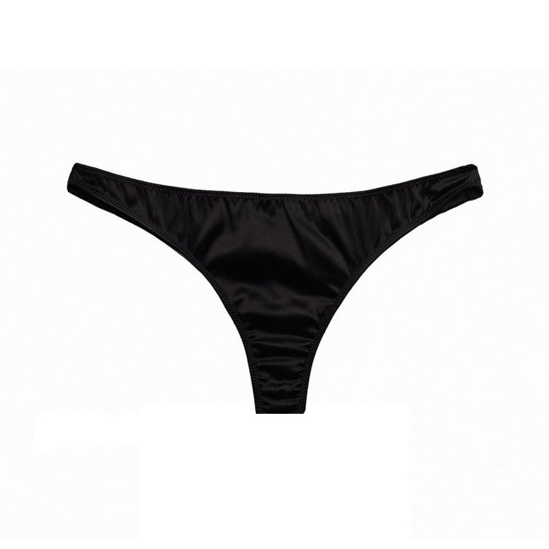 Fleur du Mal: Silk Satin Luxe Thong - Black