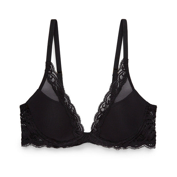 Natori: Feathers Contour Plunge Padded T-Shirt Bra - Black