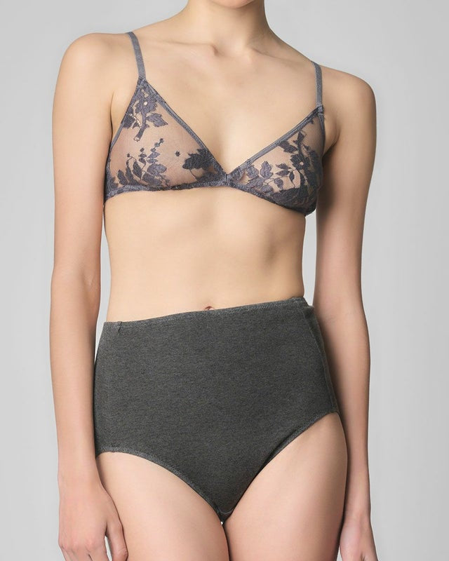L'ANGÉLIQUE: High-Waisted Wool Cotton Culotte Panty - Charcoal