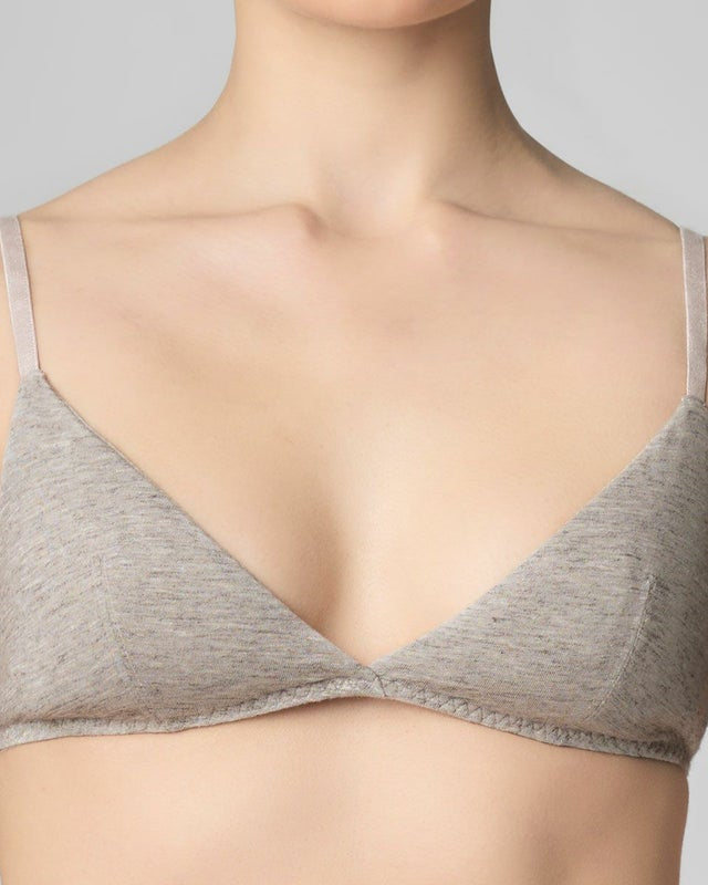 L'ANGÉLIQUE: Wireless Padded Wool Cotton Triangle Bra - Yak