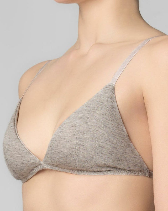 L'ANGÉLIQUE: Wireless Padded Wool Cotton Triangle Bra - Yak