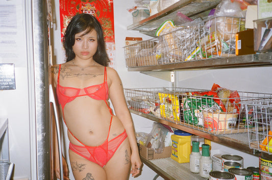 Marika Vera: 80's Moore Ouvert Cage Bodysuit - Red