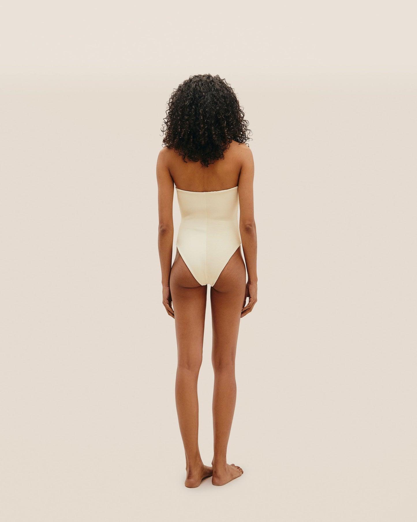Haight: Nico Ribbed Strapless One Piece - White Clay