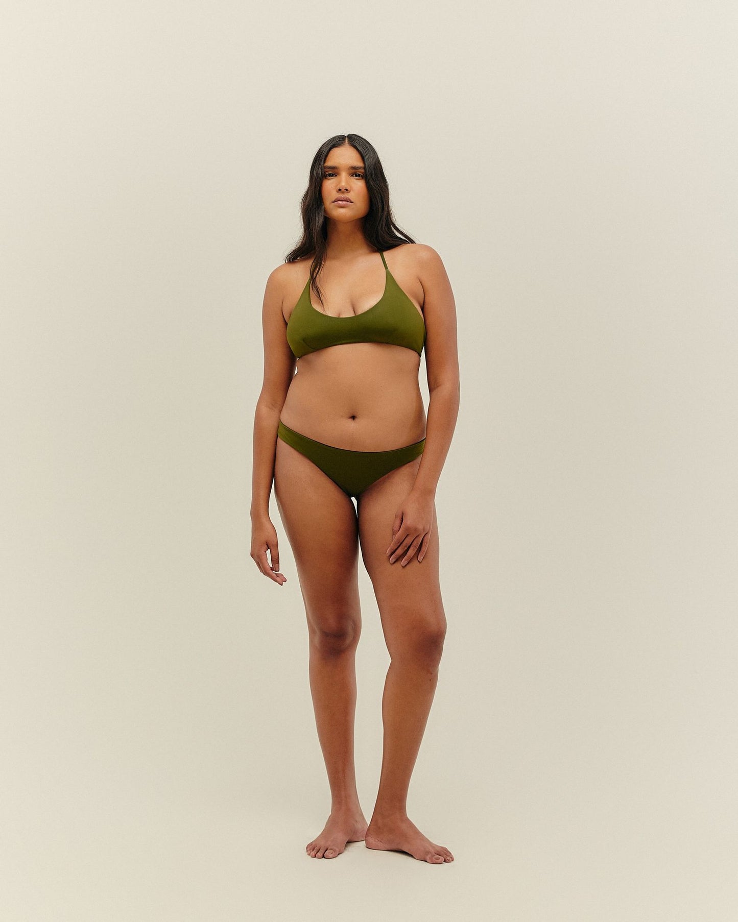 Haight: Duda Halter Bikini Top - Olive Green