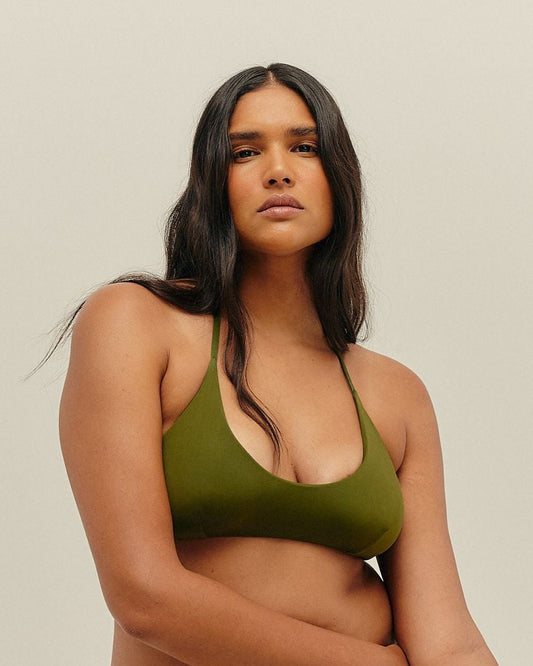 Haight: Duda Halter Bikini Top - Olive Green