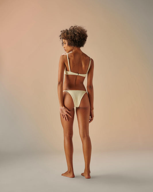 Haight: Lari Ribbed String Bikini Bottom - White Clay