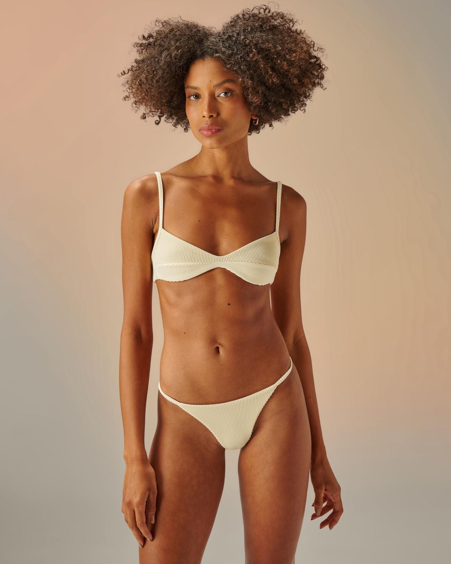 Haight: Lari Ribbed String Bikini Bottom - White Clay