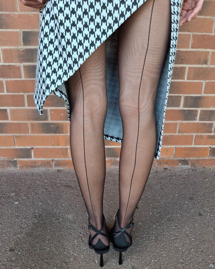 Pretty Polly: Back Seam Tights  - Black