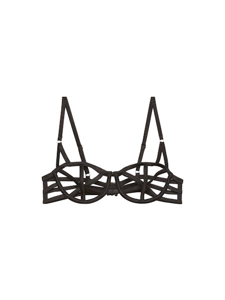 Fleur du Mal: Caged Silk Bra - Black