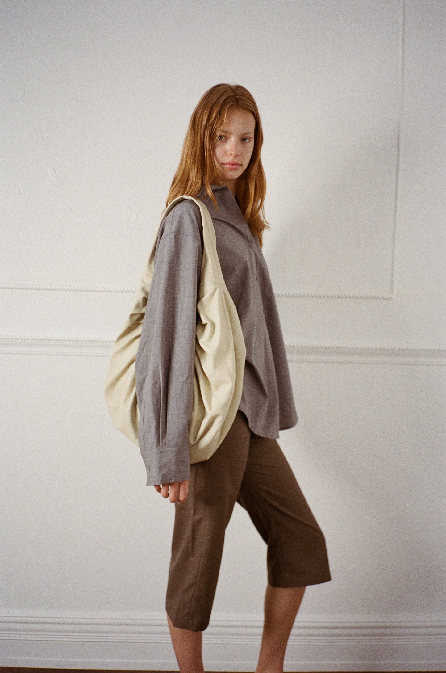 Belle Anna: Miu Leather Bag - Cream