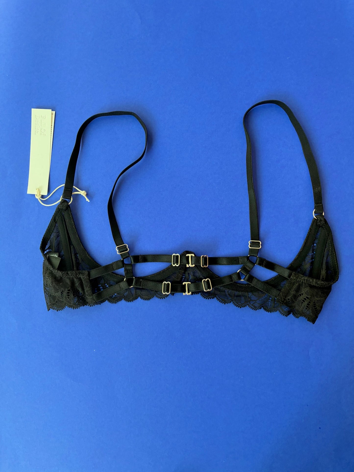 Full Of Desire: Louis Lace Cupless Bra - Black