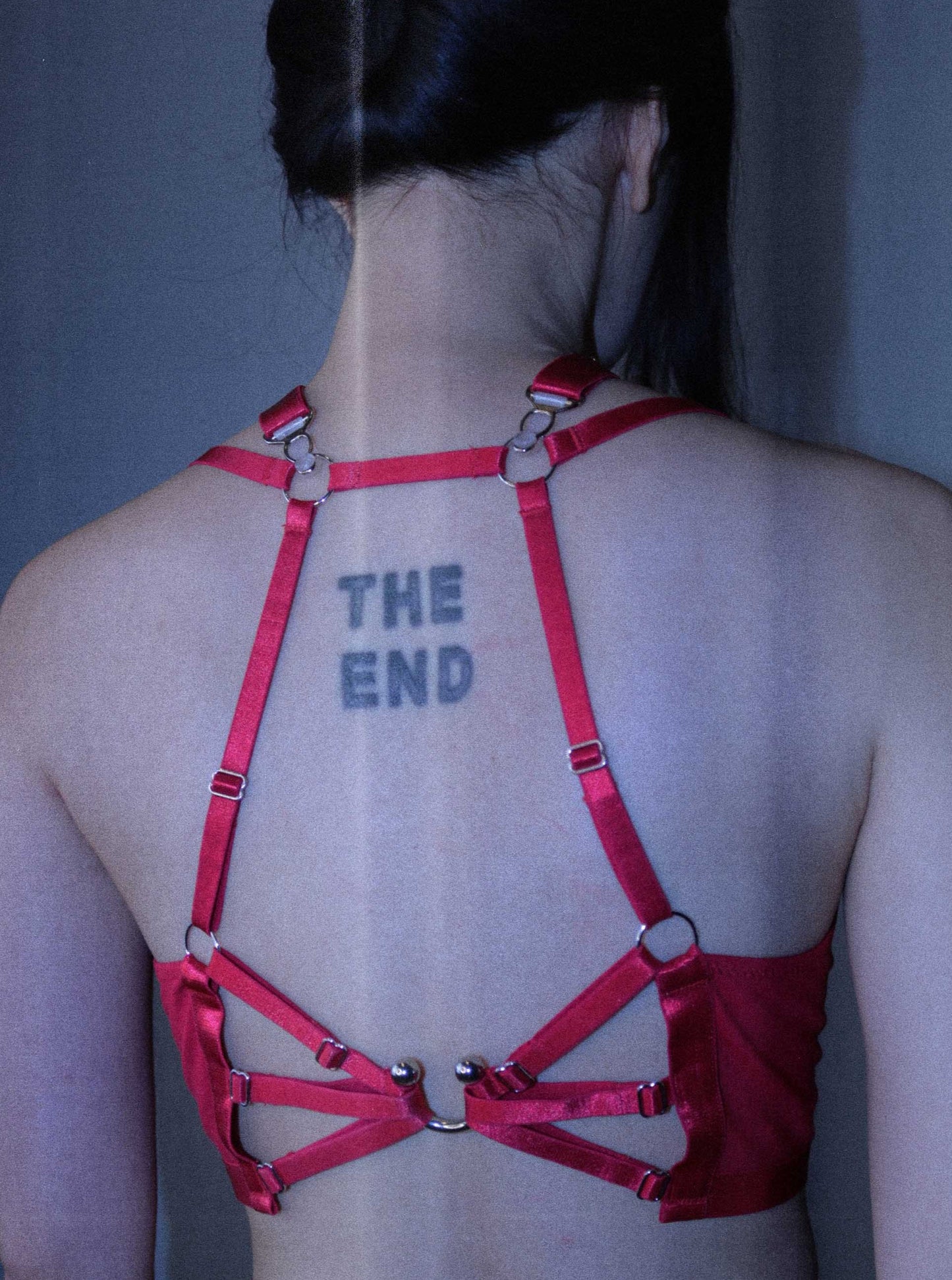 The End: Love Is A Deserter Choker Bralette - Red Cotton